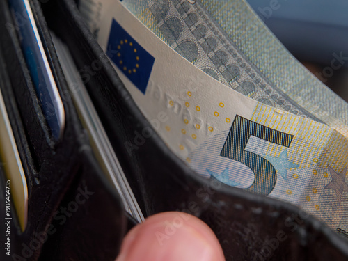 Comfortable Leather Wallet with Euro Currency Inside