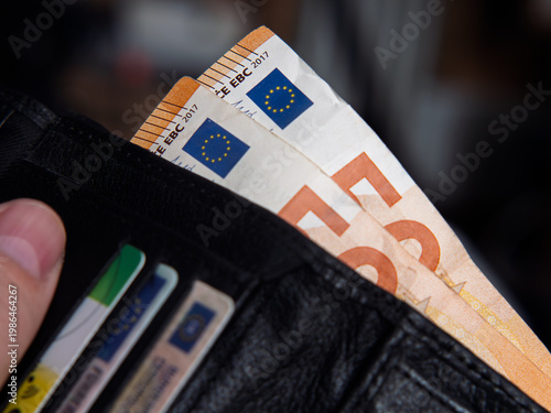 Wallet with Euro Banknotes and Credit Cards