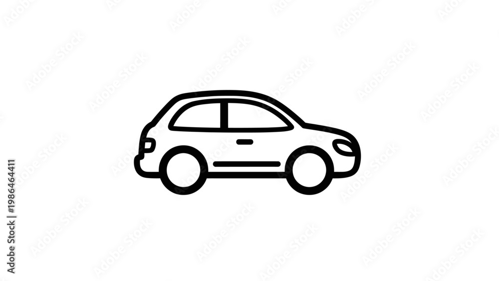 Fototapeta premium Simple line drawing of a car.