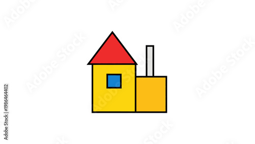 Simple Cartoon Yellow House Icon.
