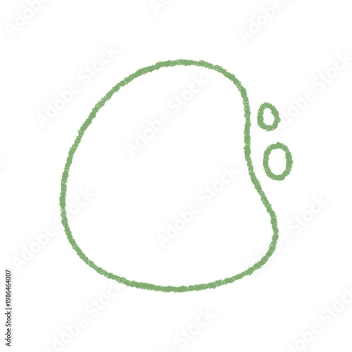Chalk outline of abstract smooth blob forms organic shape with soft amoeba and bubble elements. The smooth shape appears as a green frame with organic, abstract form, ideal as modern graphic