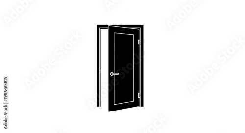 Open black interior door with white frame and silver handle.