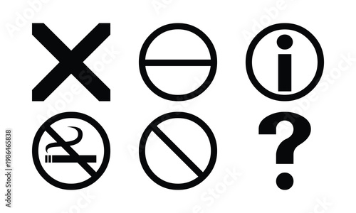 Prohibited symbol icons set in black isolated on white background vector illustration