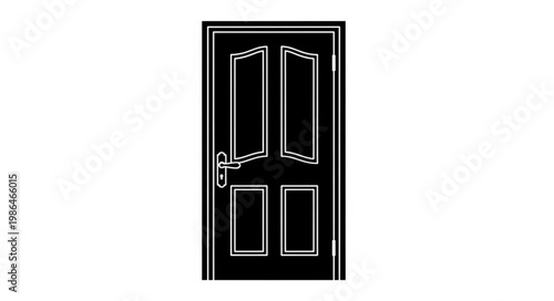 Black silhouette of a classic four panel interior door.
