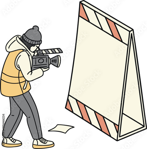 Film, movie, director, clapperboard, vector, illustration, cinematographer, movie making, film production, filmmaking