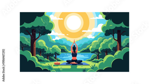 Woman in yoga pose outdoors.