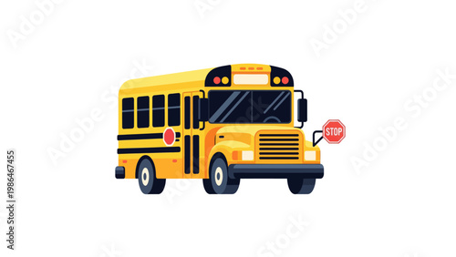 Yellow School Bus Front View.