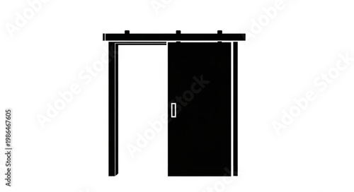 Modern Sliding Barn Door with Metal Hardware.