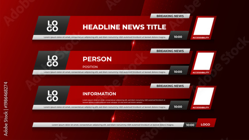 red lower third with accessibility for television and stream channel