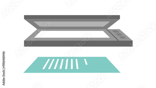 Flatbed scanner for high resolution document digitalization and OCR processing used in office workflow and personal record keeping for data management efficiency