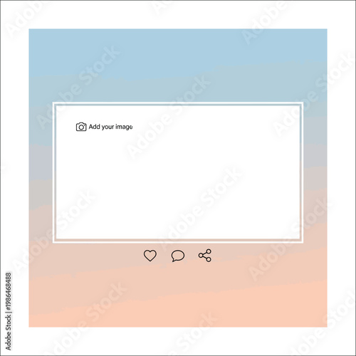 Instagram Post Template with Photo Placeholder Pastel Blue Peach Gradient