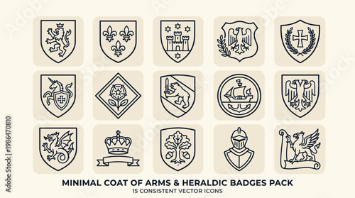 Minimal Coat of Arms and Heraldic Badges Pack.