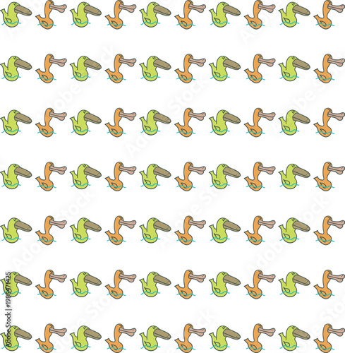 On the screen there are horizontal rows of cartoon ducks or feathered birds.