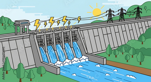 Hydroelectric Dam Generating Renewable Energy