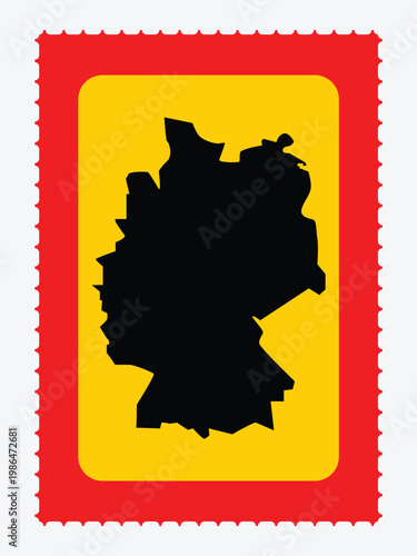 Germany map silhouette postage stamp