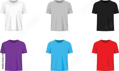 Collection of basic short sleeve t-shirts in solid colors with t shirt with solid color with crew neck