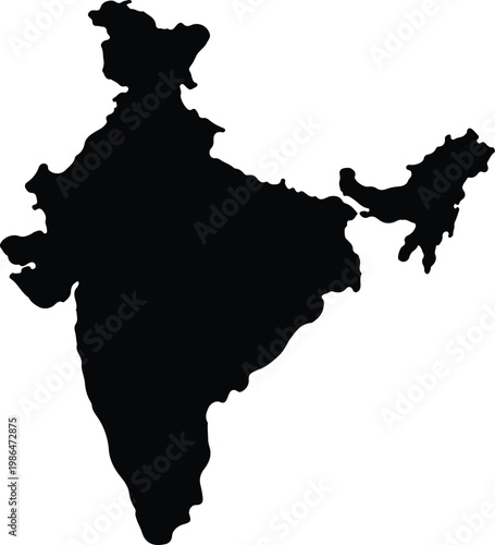 Silhouette of india a south asian nation depicted in black