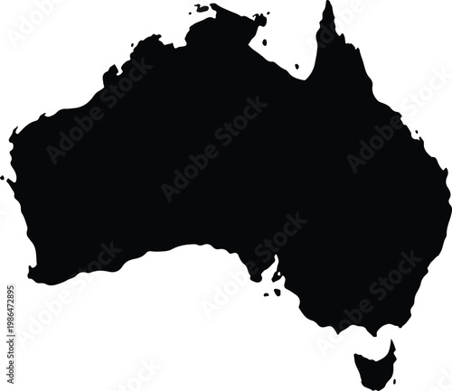 Silhouette of australia a black outline of the australian continent