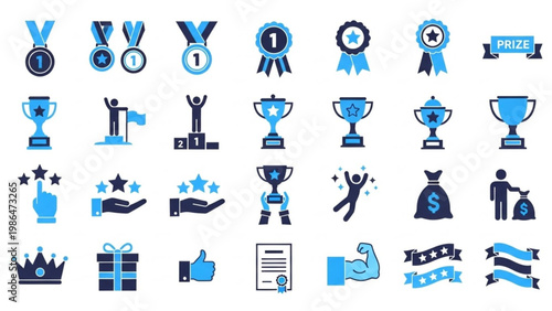 reward icons. Perfect for illustrating victory, recognition, and celebrating milestones across diverse professional and personal projects