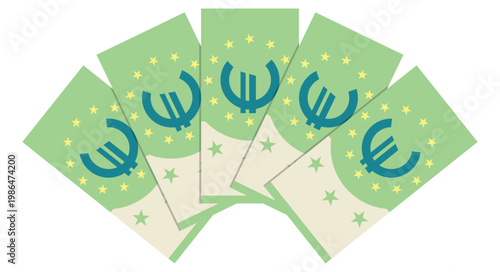 Euro banknotes fan vector illustration. Vector on white background