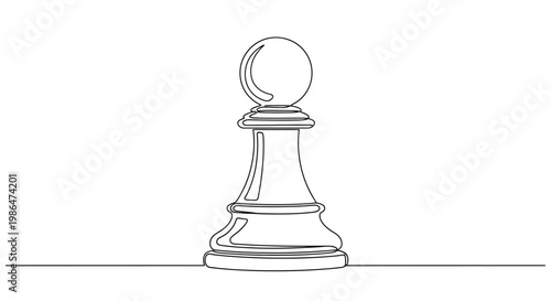 Minimalist Chess Pawn Line Art Drawing on White Background