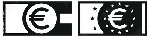 Solid euro icon two variants. Vector on white background