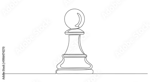 Minimalist Chess Pawn Outline Drawing on White Background
