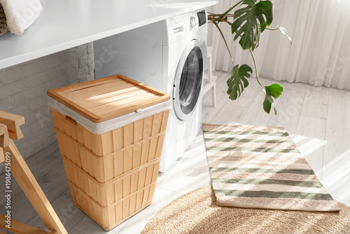 Wicker basket with washing ...