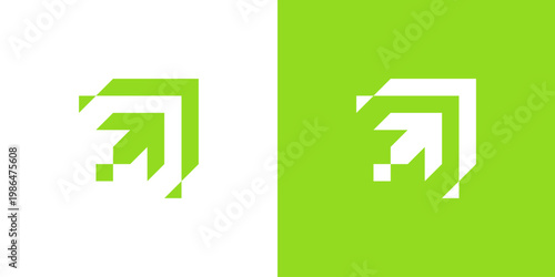 Dual meaning logo combining arrow and growth elements, symbolizing progress, upward momentum, continuous improvement, and a strong forward direction toward success.