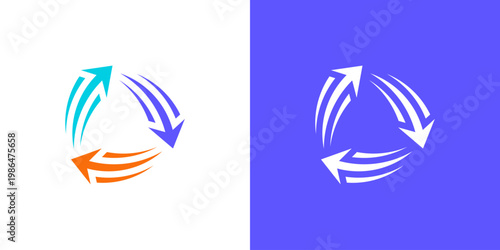 Dual meaning logo combining arrow and circle elements, symbolizing continuous movement, direction, progress, and a seamless cycle of growth within a balanced and dynamic system.