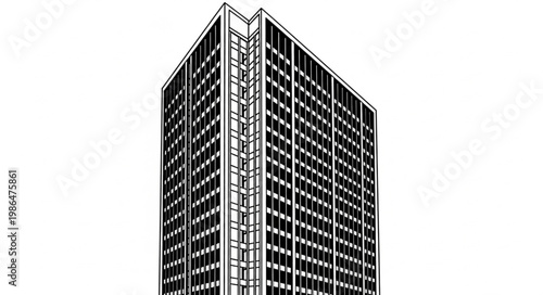 Modern skyscraper building facade with many windows.