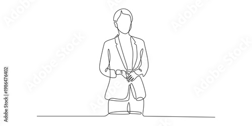 Professional business woman standing confident minimalist line art leadership concept