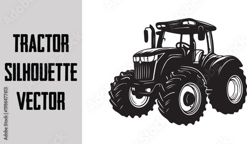 Tractor icon silhouette, simple agriculture vehicle symbol