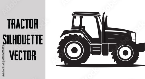 Tractor silhouette with farmer agriculture vehicle vector isolated