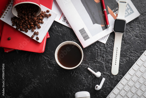 Cup of coffee with computer...