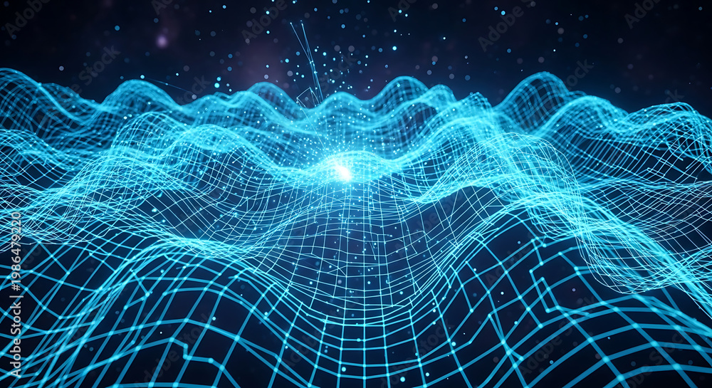 Naklejka premium Digital Data Wave Visualization for Technology Concept 1.