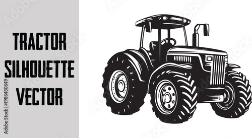 Modern agriculture tractor icon, smart farming equipment silhouette