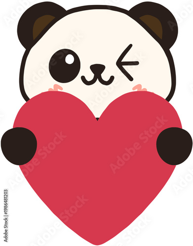 panda with heart