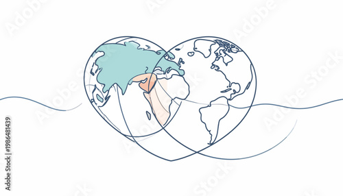 Global interconnectedness represented by a heart-shaped Earth, symbolizing unity and love for our planet