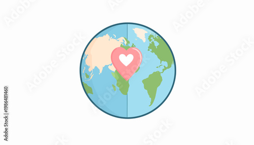 Global love and care A heart-shaped symbol representing affection and empathy towards the planet and humanity
