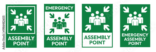 Foto Emergency assembly point sign