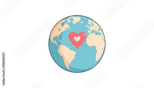 Symbolic representation of planet Earth embraced by a heartwarming symbol of love and connection, symbolizing global unity and compassion