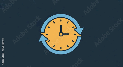 A clock with arrows rotating around it shows time moving fast.