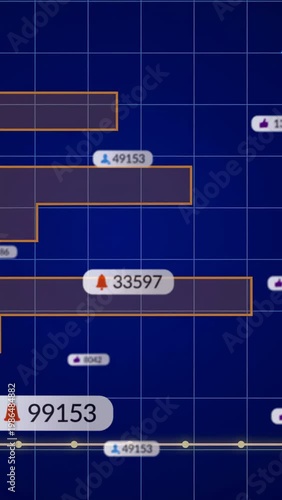 Vertical video: White pill appearing, orange bars filling and labels updating, visualizing data