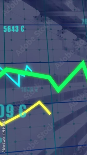 Vertical video: Number popping at right causing chart with color traces moving to show server data