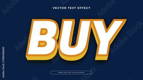 Clean white and orange 3D buy text effect on a dark blue background
