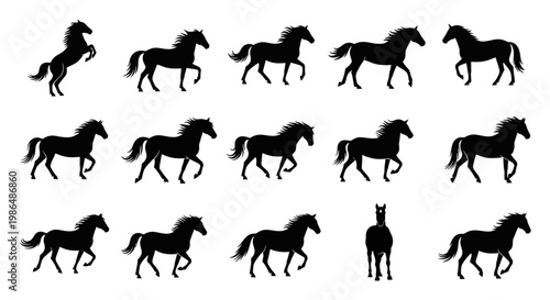 Diverse Vector Collection of Black Snake Silhouettes in Various Dynamic Poses, Featuring Detailed Reptile Illustrations for Wildlife, Nature, and Fear-Themed Designs