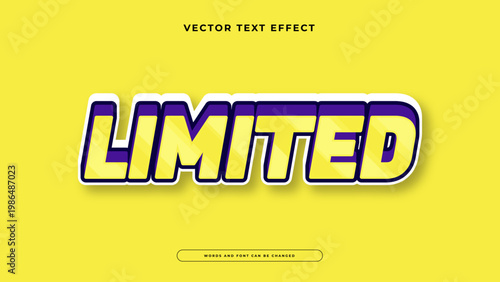 Italic 3D limited text effect with yellow and purple theme for exclusive time-sensitive promotions