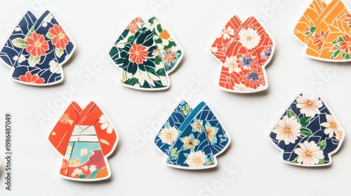 Cute Stickers of Japanese Kimono