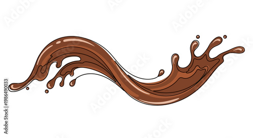 Dynamic Chocolate Splash Wave - Liquid Swirl and Droplets
